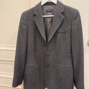 Giorgio Armani Grey Herringbone Wool Blazer/Jacket